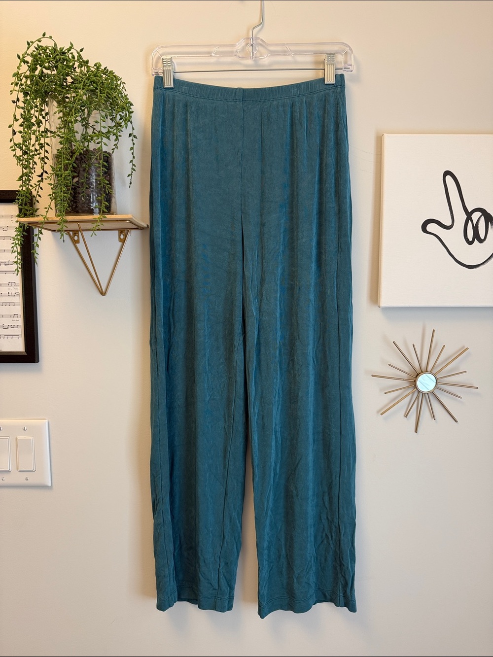 Chicos Travelers Women's Wide-Leg Teal Lounge Pants